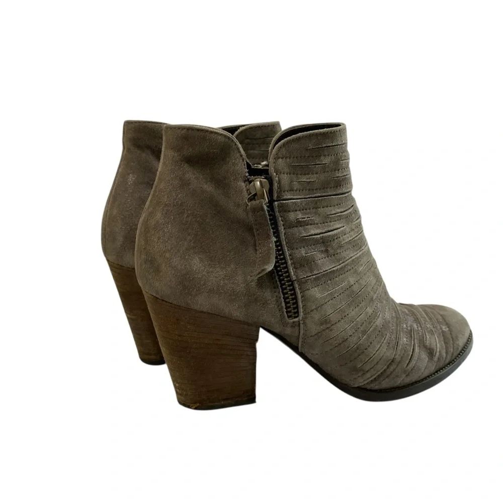Paul Green Malibu Sliced Chunky Nobuck Leather Ankle‎ Bootie 5 Metallic Taupe
